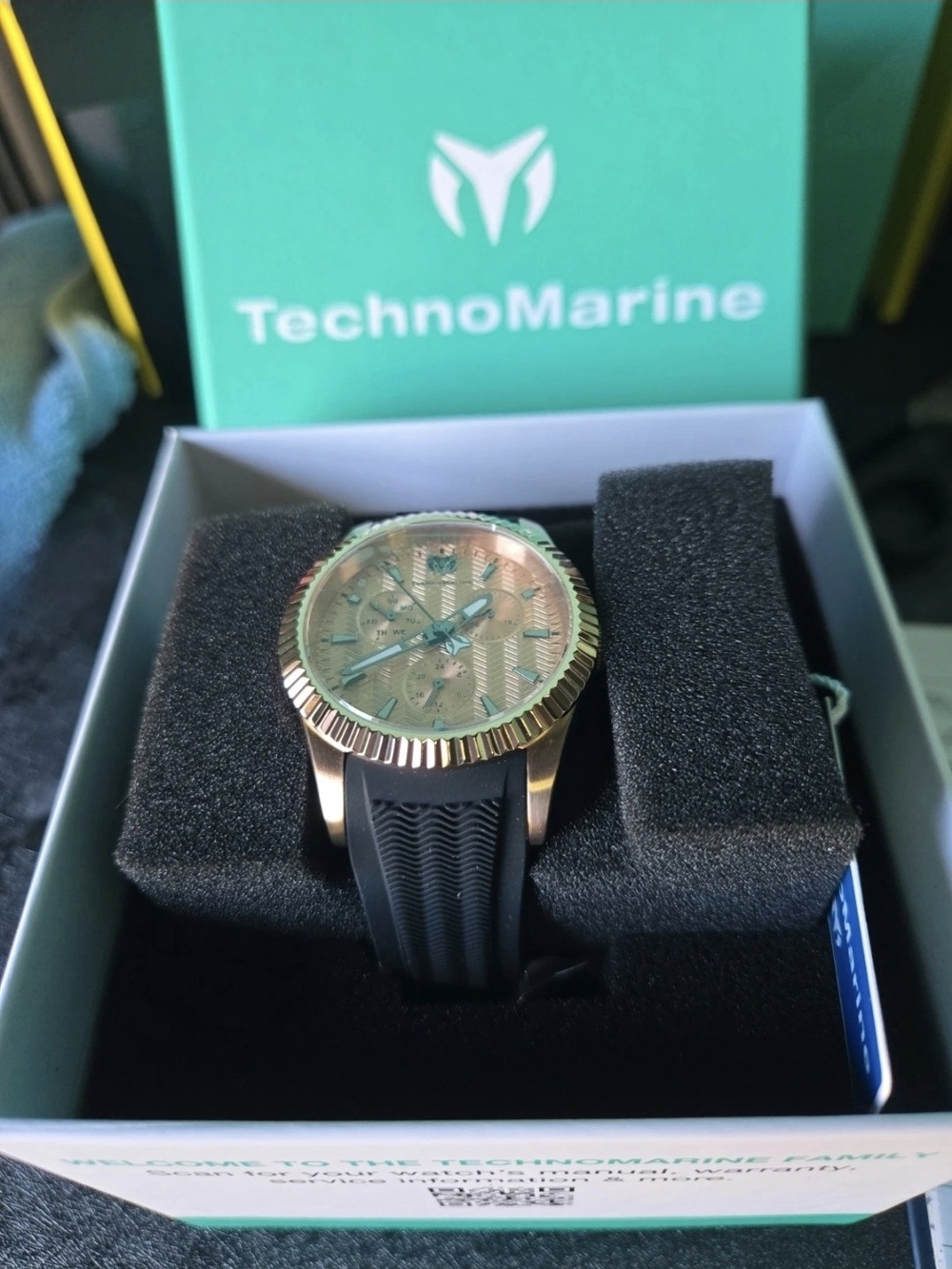 TM-719033 TechnoMarine Sea Dreamer Black Band Gold Dial Unisex 38mm
